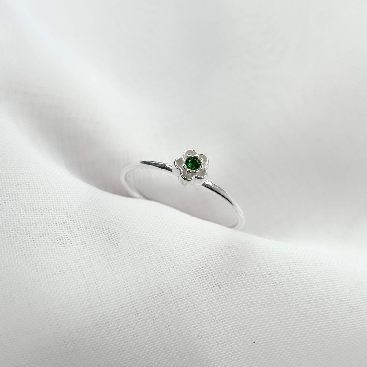 Anel Florzinha Botão Verde