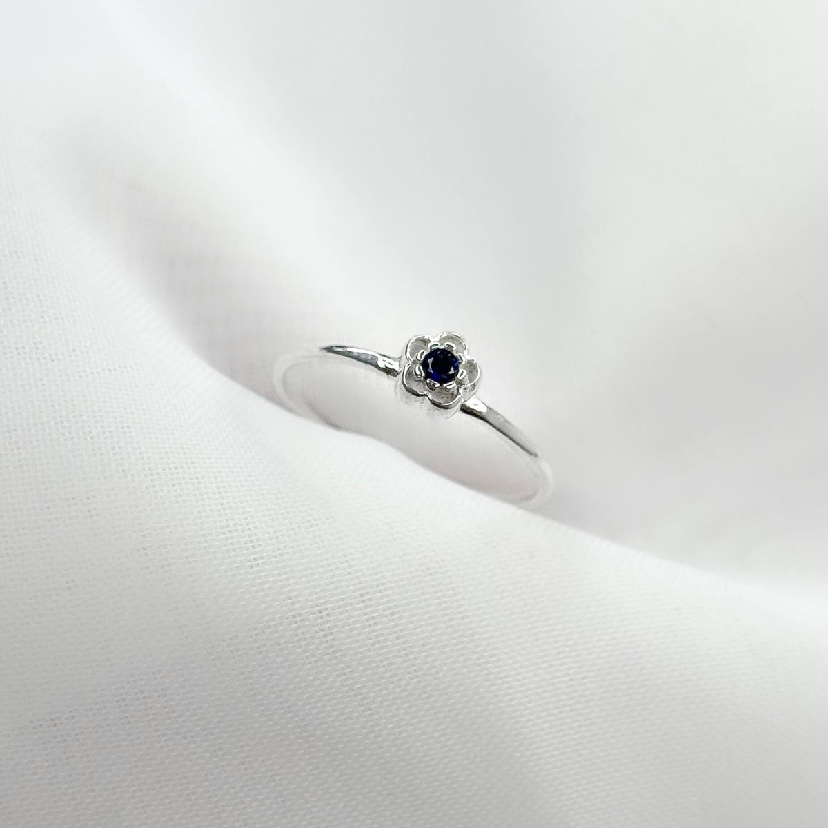 Anel Florzinha Botão Azul