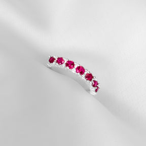 Anel Aparador Cravejado com Zircônias Rosa