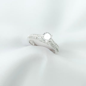 Anel Solitário Alto Branco